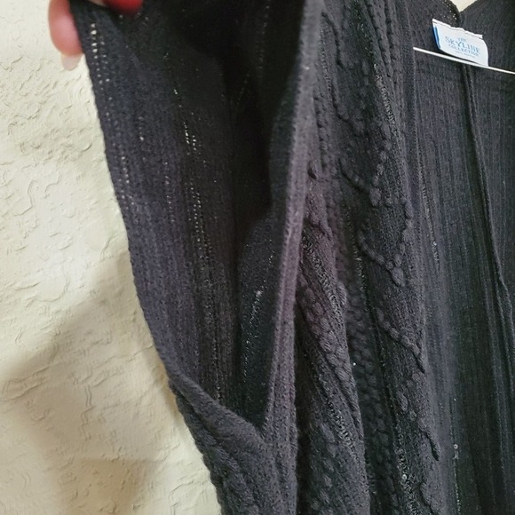 The Skyline Collection Shawl Womens One Size Black Knit Fringe Open Relaxed - Picture 6 of 9